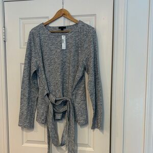 J. Crew Heather Gray Tie-Front Sweatshirt